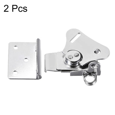 Harfington Uxcell 2.56-inch Iron Spring Loaded Butterfly Twist Latch Large Keeper Toggle Clamp with keyhole - 2 Pcs (Silver)