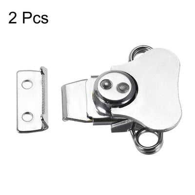 Harfington Uxcell 1.65-inch Iron Spring Loaded Butterfly Twist Latch Keeper Toggle Clamp - 2 Pcs (Silver)