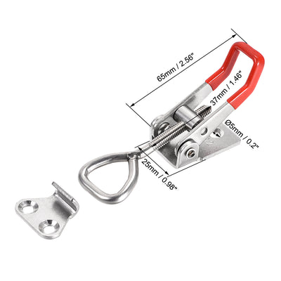 Harfington Uxcell 396lbs Holding Capacity SUS304 Stainless Steel Pull-Action Latch Adjustable Toggle Clamp