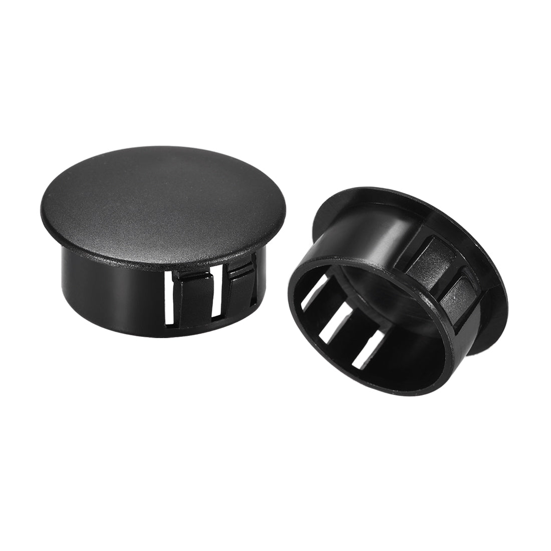 uxcell Uxcell 20pcs Mounting 22mm x 11mm Black Nylon Round Snap Panel Locking Hole Plugs Cover