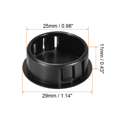 Harfington Uxcell 5pcs Mounting 25mm x 11mm Black Nylon Round Snap Panel Locking Hole Plugs Cover