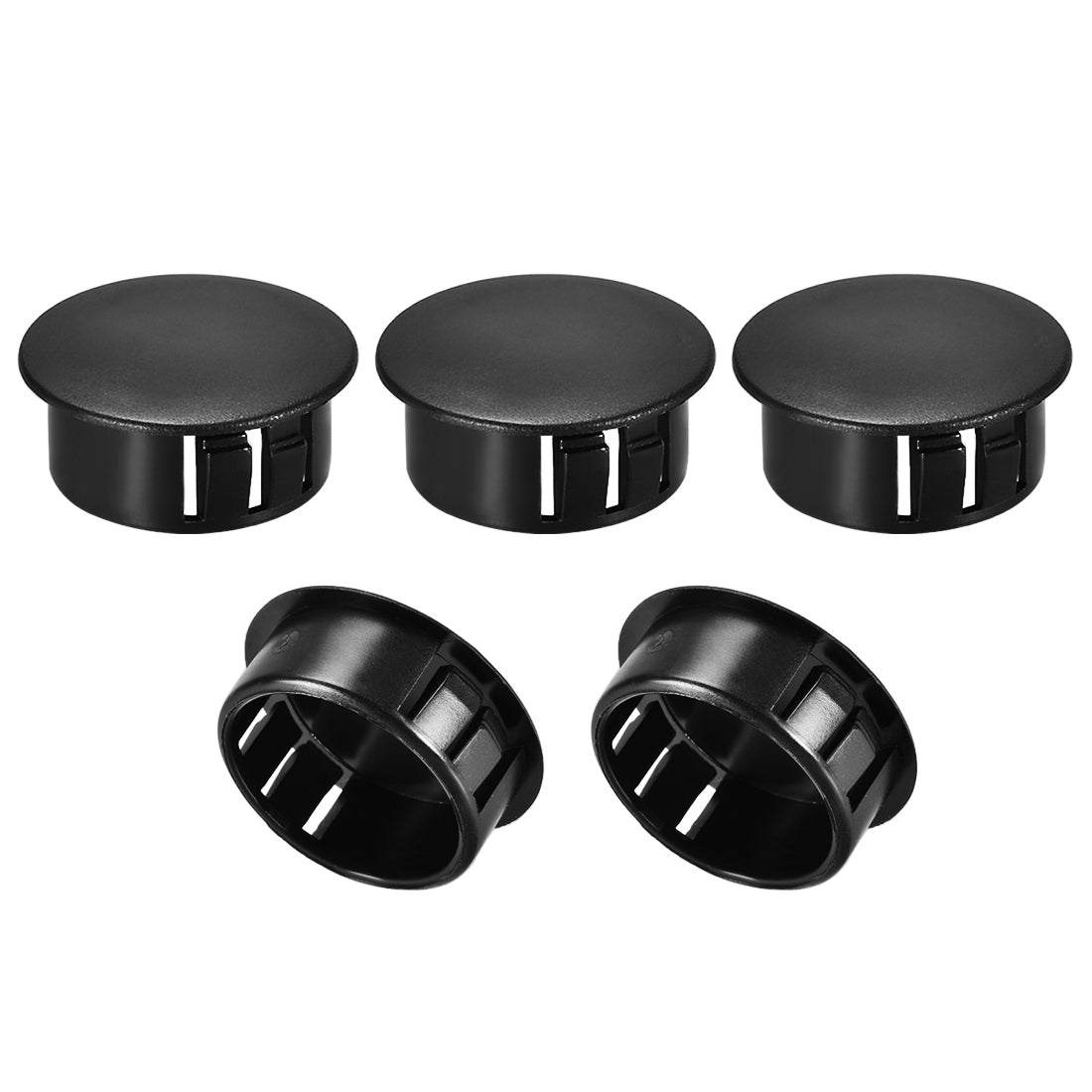 uxcell Uxcell 5pcs Mounting 25mm x 11mm Black Nylon Round Snap Panel Locking Hole Plugs Cover