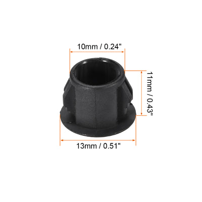 Harfington Uxcell 10pcs Mounting 10mm x 11mm Black Nylon Round Snap Panel Locking Hole Plugs Cover