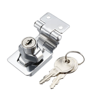 Harfington Uxcell Keyed Hasp Lock 54mm Twist Knob Keyed Locking Hasp for Door Cabinet Keyed Different