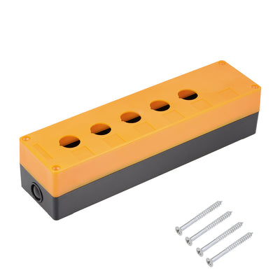 Harfington Uxcell Push Button Switch Control Station Box 22mm 5 Holes Yellow and Black