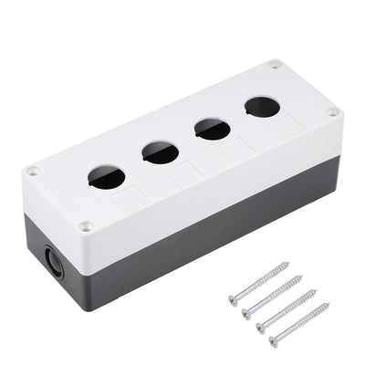 Harfington Uxcell Push Button Switch Control Station Box 22mm 4 Button Aperture White and Black