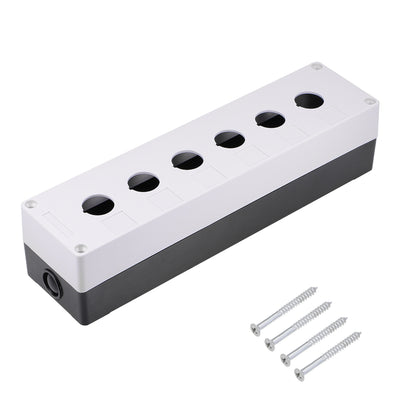 Harfington Uxcell Push Button Switch Control Station Box 22mm 6 Holes White and Black