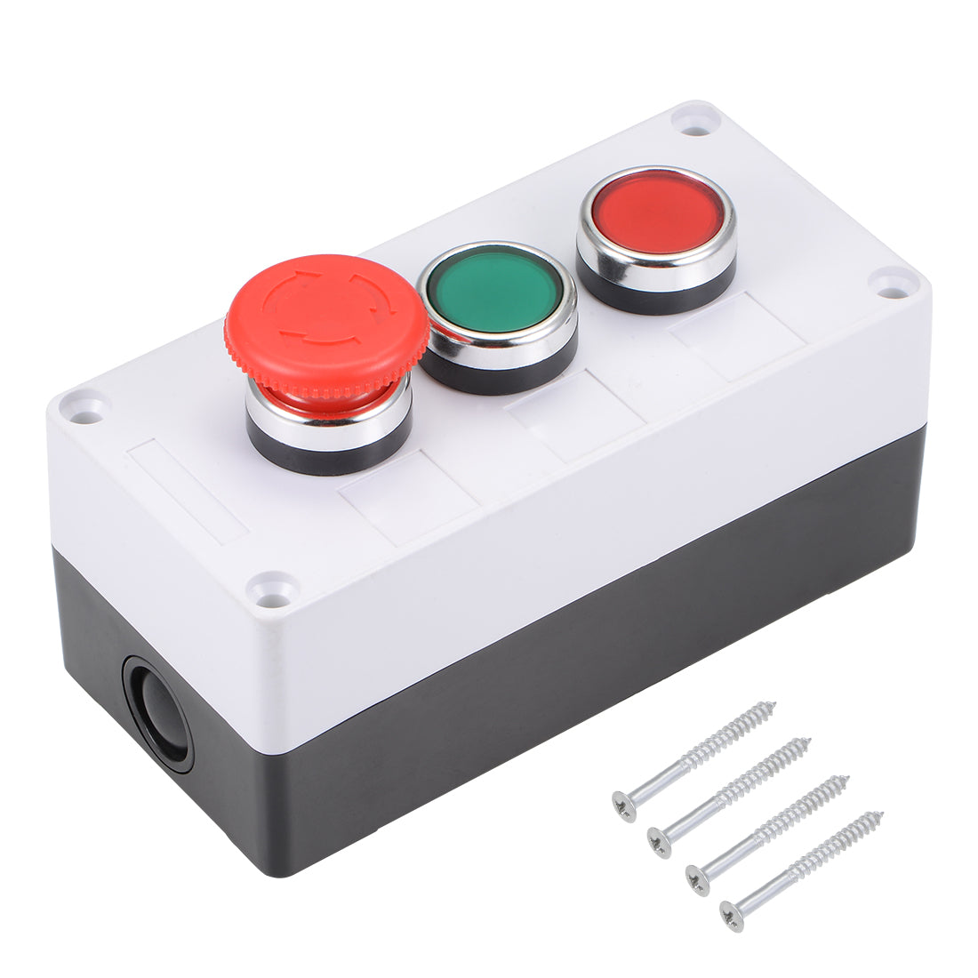 uxcell Uxcell Push Button Switch Box Momentary NO NC Red Green Switches and Emergency Stop