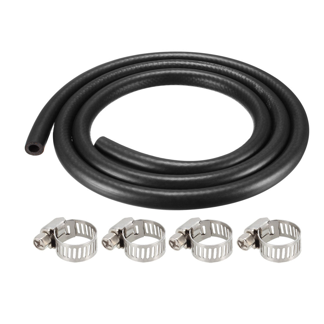 uxcell Uxcell Fuel Line Fuel Hose Rubber  10mm I.D.  1.8M/5.9FT  Diesel Petrol Hose Engine Pipe Tubing with 4 Clamps