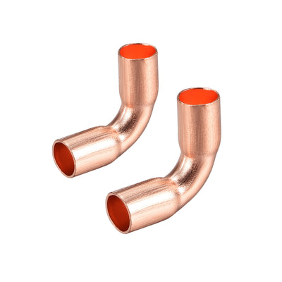 Harfington Uxcell 6.35mm ID 90 Degree Copper Elbow Pipe Fitting Connector 2pcs