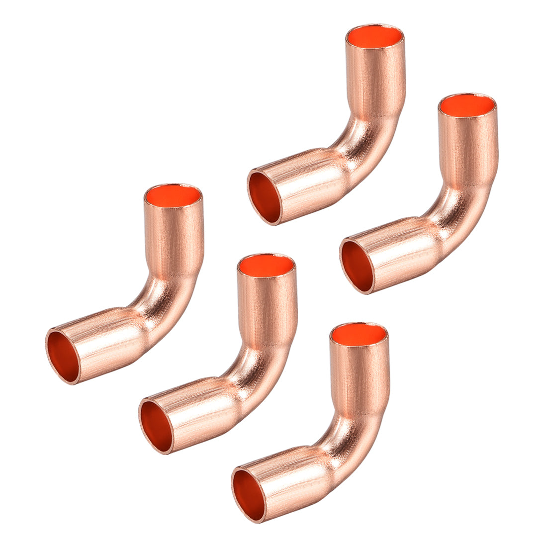 uxcell Uxcell 6.35mm ID 90 Degree Copper Elbow Pipe Fitting Connector 5pcs