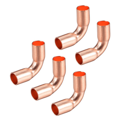 Harfington Uxcell 6.35mm ID 90 Degree Copper Elbow Pipe Fitting Connector 5pcs