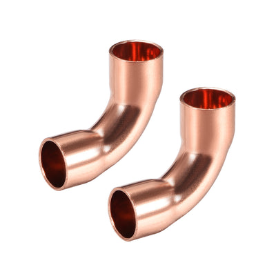 Harfington Uxcell 7.94mm ID 90 Degree Copper Elbow Pipe Fitting Connector 2pcs