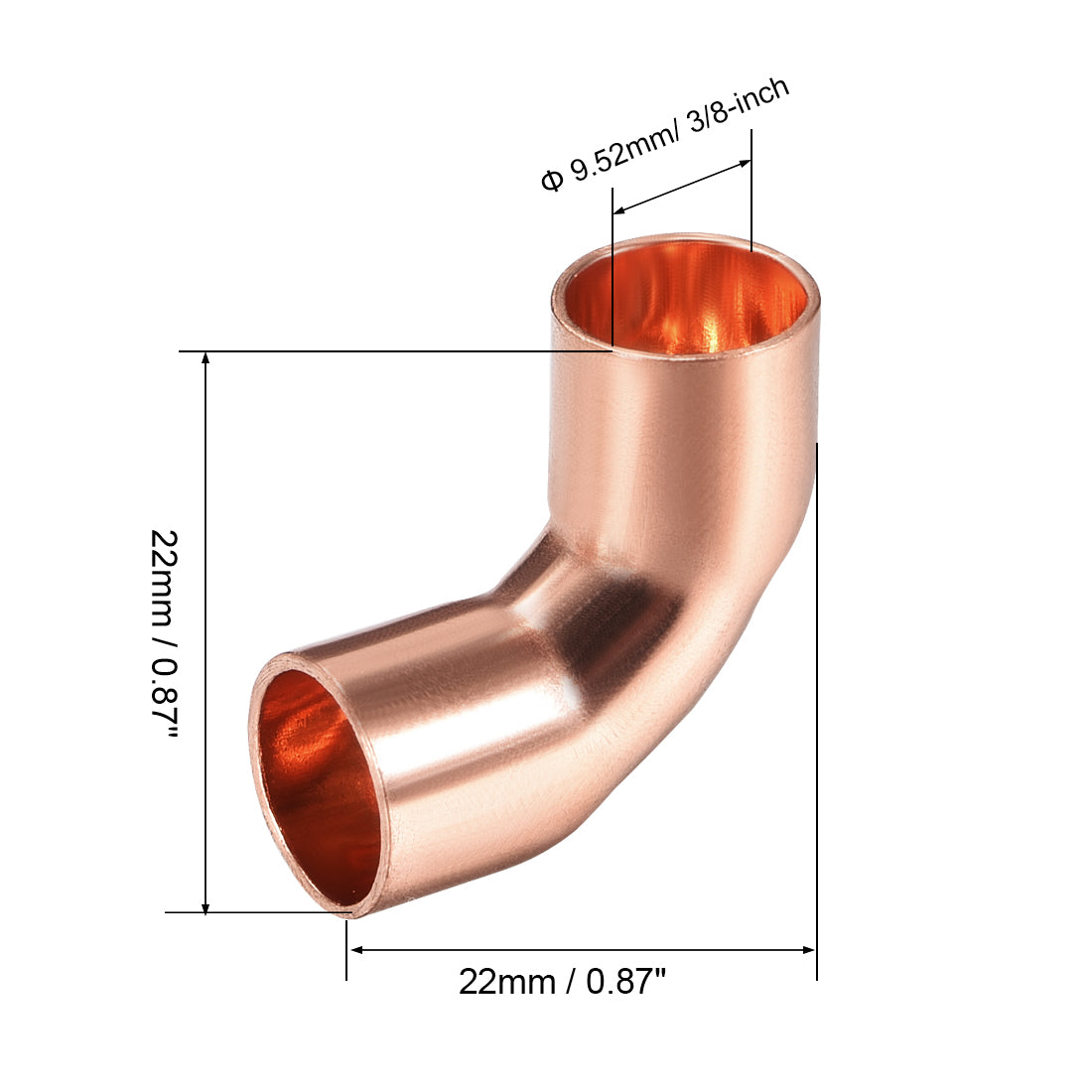 uxcell Uxcell 9.53mm ID 90 Degree Copper Elbow Pipe Fitting Connector 2pcs