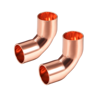 Harfington Uxcell 9.53mm ID 90 Degree Copper Elbow Pipe Fitting Connector 2pcs