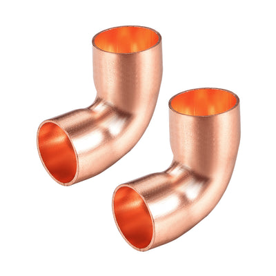 uxcell Uxcell 12.7mm ID 90 Degree Copper Elbow Pipe Fitting Connector 2pcs