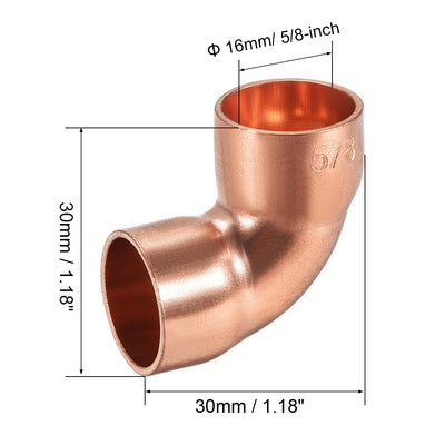 Harfington Uxcell 16mm ID Solder Ring Elbow 90 Degree Copper Pipe Fitting 1mm Thick 2pcs