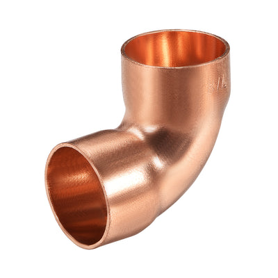 uxcell Uxcell 22.2mm ID 1mm Thick 90 Degree Copper Elbow Pipe Fitting Connector
