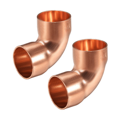 Harfington Uxcell 22.2mm ID 90 Degree Copper Elbow Pipe Fitting Connector 2pcs