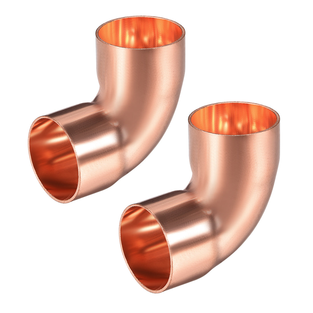uxcell Uxcell 25.4mm ID 90 Degree Copper Elbow Pipe Fitting 1mm Thick 2pcs