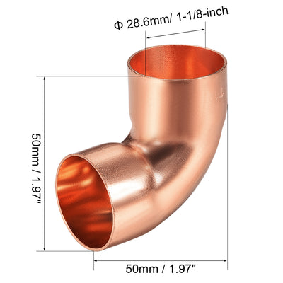 Harfington Uxcell 28.58mm ID 90 Degree Copper Elbow Pipe Fitting 1mm Thick 2pcs