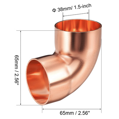 Harfington Uxcell 38mm ID 90 Degree Copper Elbow Pipe Fitting Connector