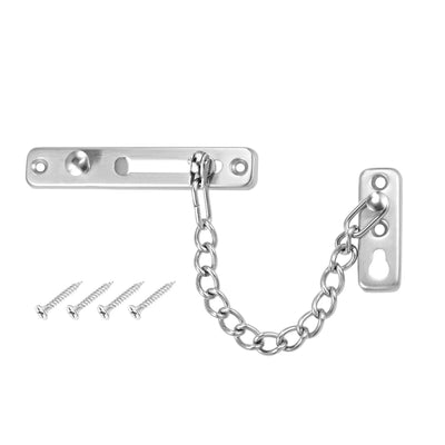 Harfington Uxcell Chain Door Guard Lock Security Safety Latch Lock with Spring Anti-Theft Press Lock Silver 2pcs