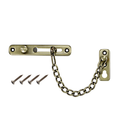 Harfington Uxcell Chain Door Guard Lock Security Safety Latch Lock with Spring Anti-Theft Press Lock Bronze 2pcs