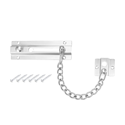 Harfington Uxcell Chain Door Guard Lock Security Safety Latch with Spring Anti-Theft Press Lock Silver