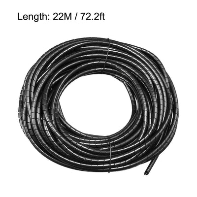 Harfington Uxcell 2.8mm Flexible Spiral Tube Cable Wire Wrap Manage Cord 22M Length Black
