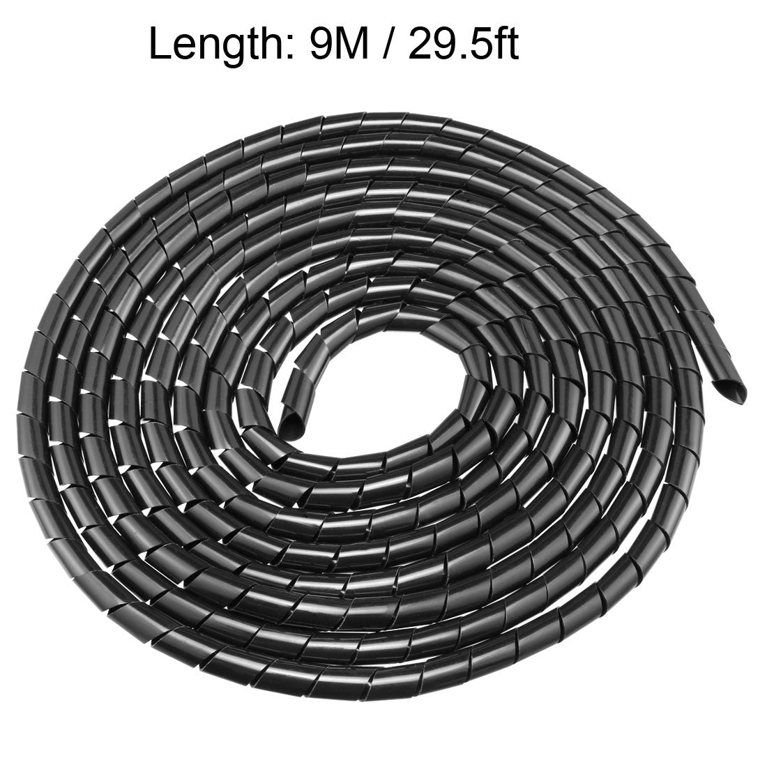 uxcell Uxcell 10mm Flexible Spiral Tube Cable Wire Wrap Computer Manage Cord 9M Length Black