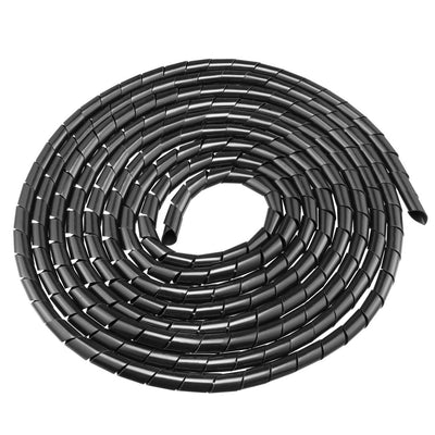 Harfington Uxcell 10mm Flexible Spiral Tube Cable Wire Wrap Computer Manage Cord 9M Length Black