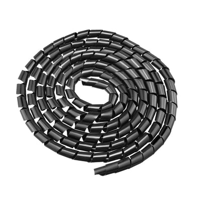 Harfington Uxcell 11mm Flexible Spiral Tube Cable Wire Wrap Computer Manage Cord 6.5M Length Black