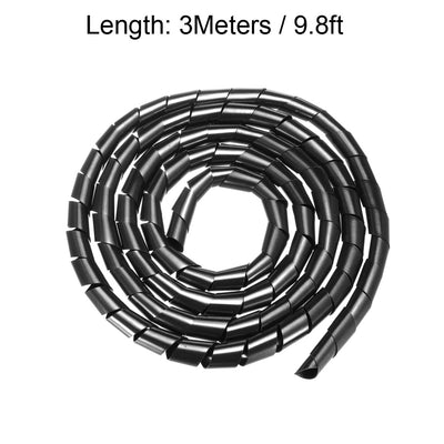 Harfington Uxcell 18mm Flexible Spiral Tube Cable Wire Wrap Computer Manage Cord 3Meter Length Black