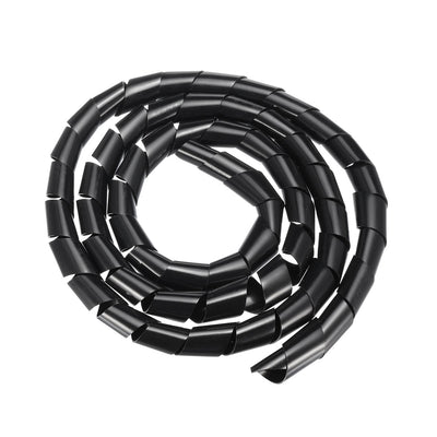 Harfington Uxcell 26mm Flexible Spiral Tube Cable Wire Wrap Computer Manage Cord 1.5M Length Black