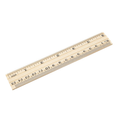 Harfington Uxcell Wood Ruler 15cm 6 Inch 2 Scale Office Rulers Wooden Straight Rulers Measuring Ruler 10pcs