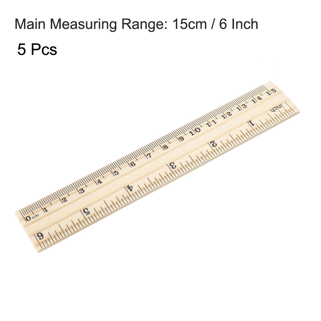 Uxcell Uxcell Wood Ruler 20cm 8 Inch 2 Scale Office Rulers Wooden Measuring Ruler 5pcs