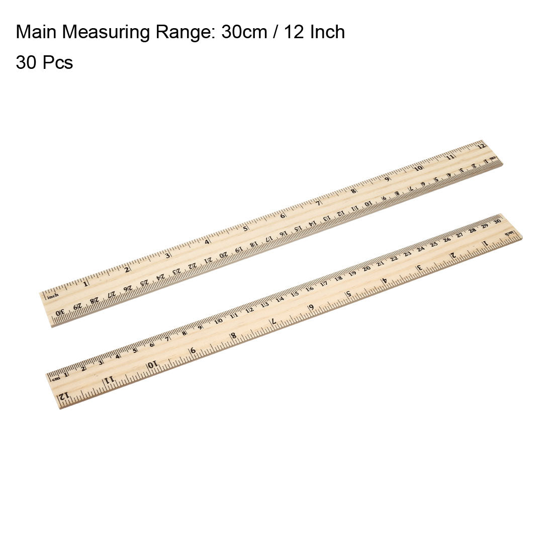 uxcell Uxcell Wood Ruler 30cm 12 Inch 2 Scale Office Rulers Wooden Measuring Ruler 30pcs