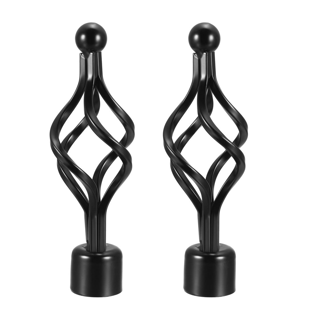 uxcell Uxcell Curtain Rod Finials Iron Cap End for 28mm Drapery Pole Black 150mm x 58mm 2 Pcs