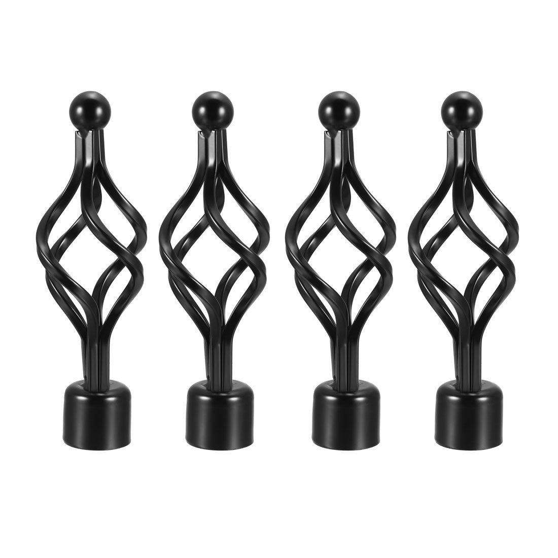 uxcell Uxcell Curtain Rod Finials Iron Cap End for 28mm Drapery Pole Black 150mm x 60mm 4 Pcs