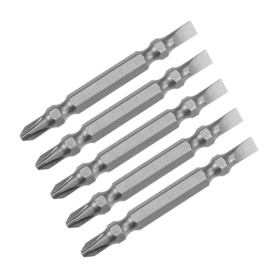Harfington Uxcell 5 Pcs PH2/SL5 Magnetic Double Ended Screwdriver Bits, 1/4 Inch Hex Shank 2.56-inch Length S2 Power Tool