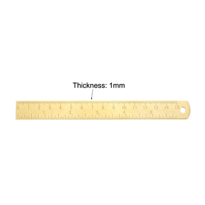 Harfington Uxcell Straight Ruler 150mm 6 Inch Brass Measuring Tool with Hanging Hole