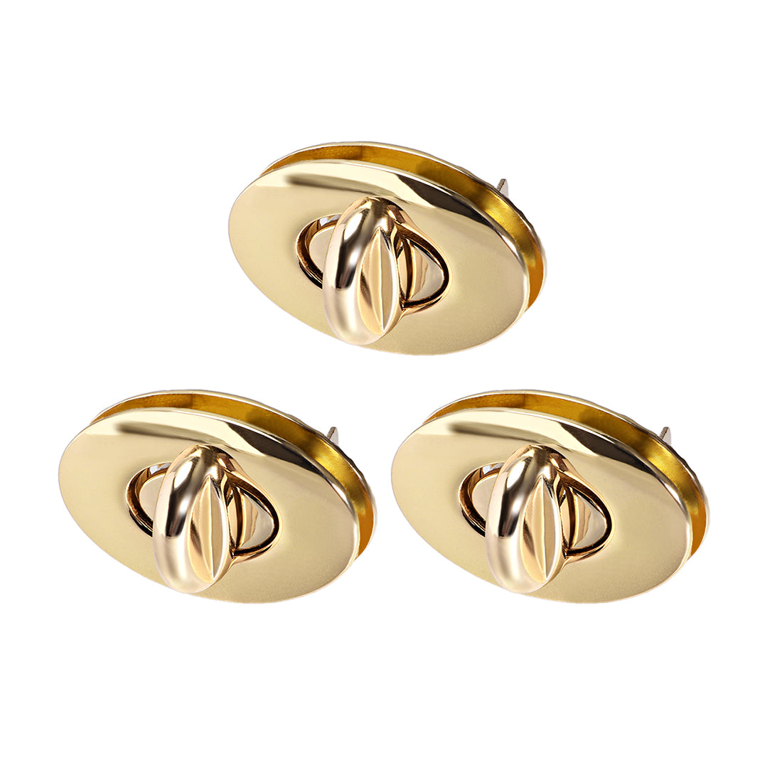 uxcell Uxcell 3 Sets Oval Purses Twist Lock 37mm x 23mm Clutches Closures for DIY Bag Making - Light Gold
