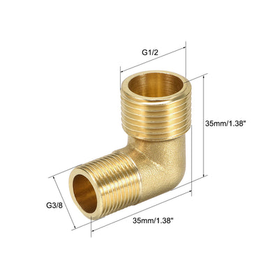 Harfington Uxcell Brass Pipe Fitting 90 Degree Elbow G3/8 Male x G1/2 Male