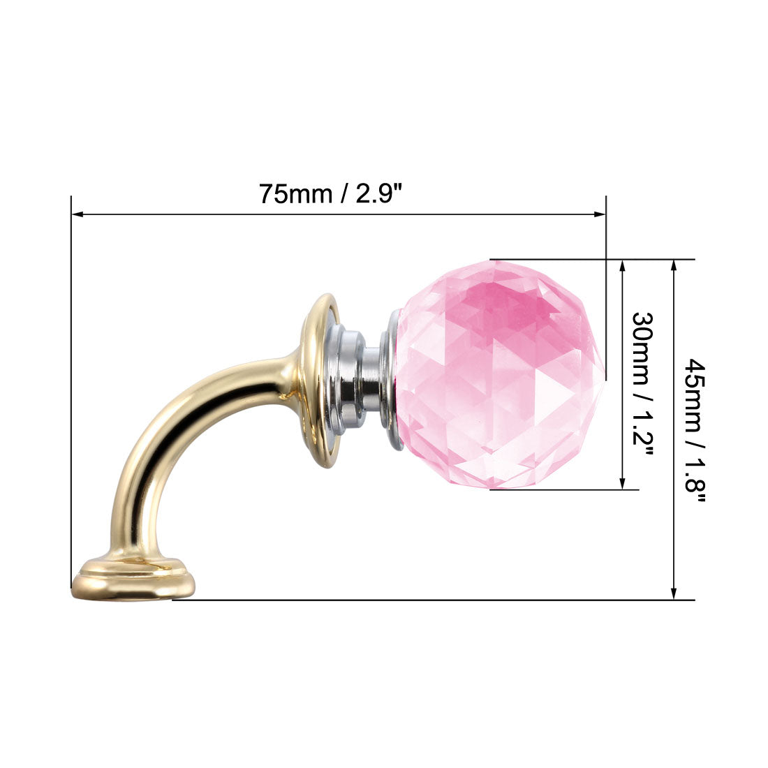 uxcell Uxcell Decorative Curtain Drapery Holdback with Pink Ball End Wall Mounted Hook for Window Gold 75mm X 30mm X 45mm