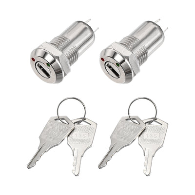 Harfington Uxcell 12mm 2 Positions Key Locking Push Button Switch With Keys NO-OFF 2pcs