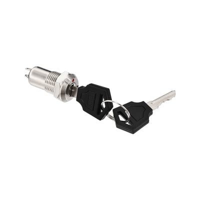 Harfington Uxcell 12mm 2 Positions Key Locking Push Button Switch with 2 Keys NO-OFF S1203