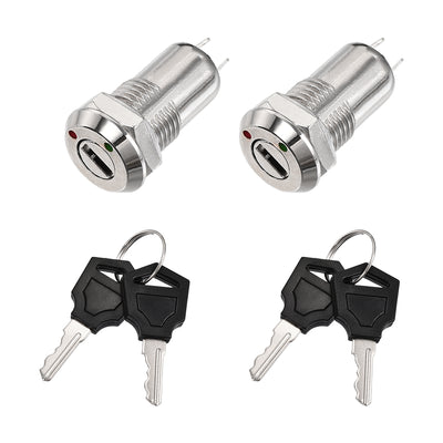 Harfington Uxcell 2pcs 12mm 2 Positions Key Locking Push Button Switch with 2 Keys NO-OFF