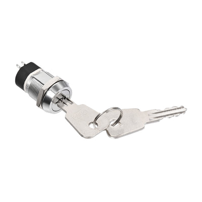 Harfington Uxcell 19mm 2 Positions Key Locking Push Button Switch With 2 Keys 2NC-2NO S2803 1pcs