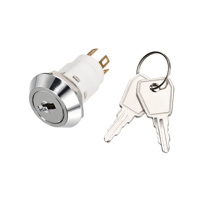 Harfington Uxcell 16mm 2 Positions Key Locking Push Button Switch With 2 Keys NO NC S1605 1pcs